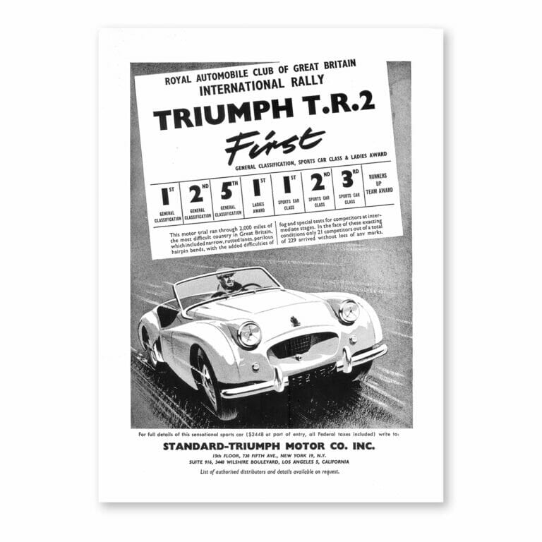 Triumph Classic Advert Classic Prints – RFP150 Triumph TR2 International Rally print
